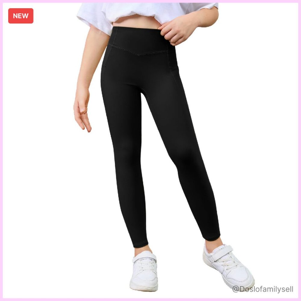 Girls Athletic Leggings High Waist Active Tights Dance Running Yoga Pants